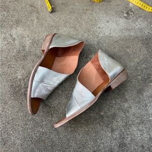 Free People Silver Leather Open-Side Flats